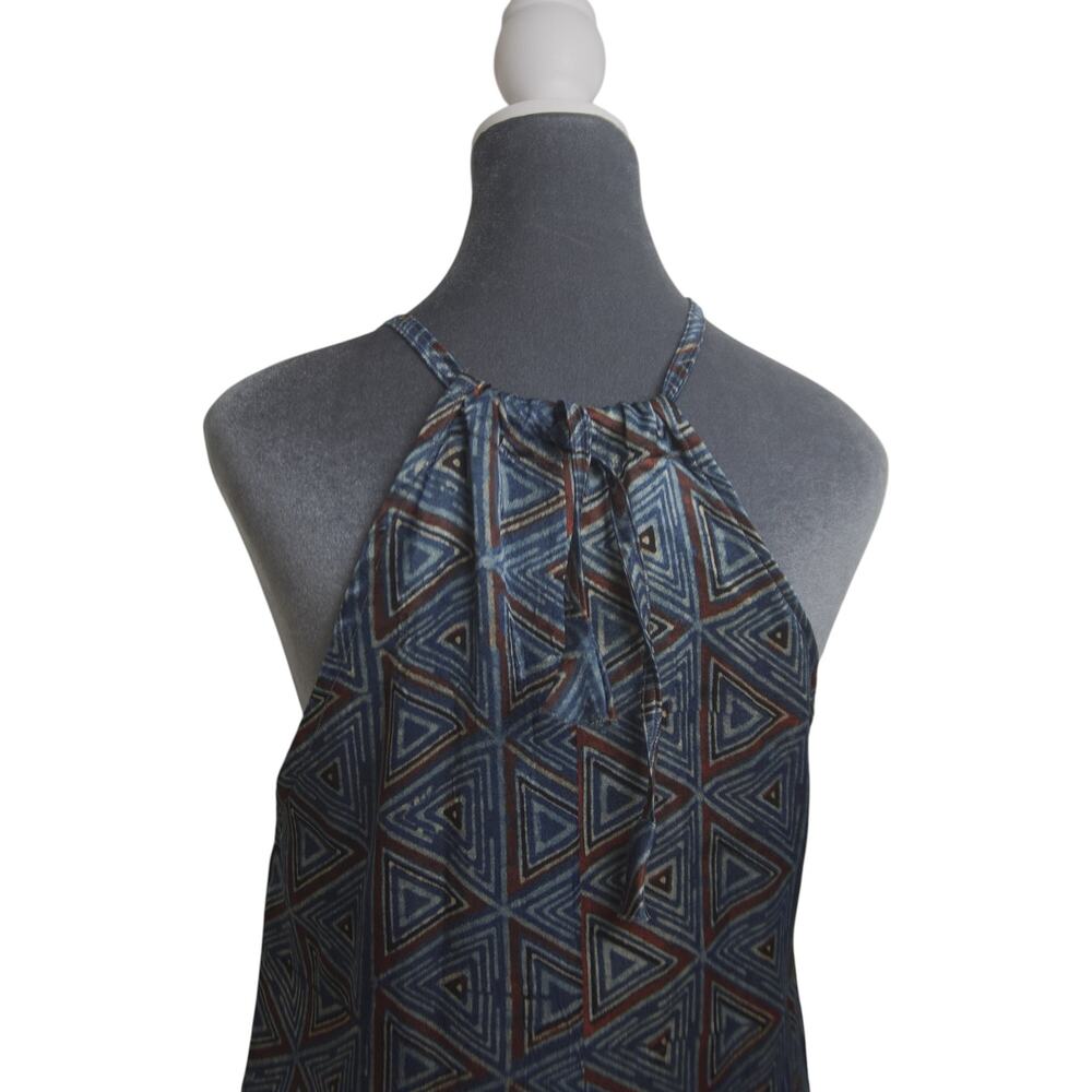 Gramatas Navy Velvet Halter Dress XL NWT Geometric Boho Pockets Slow Fashion - Picture 6 of 11